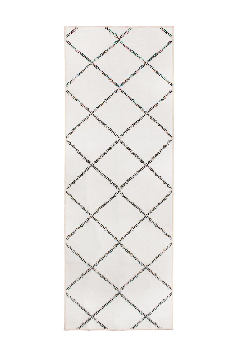 Medina Moroccan Diamond Ivory Washable Rug