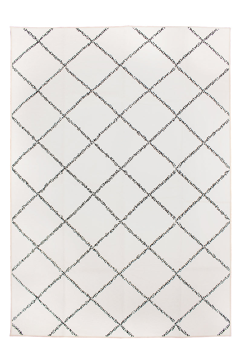 Medina Moroccan Diamond Ivory Washable Rug