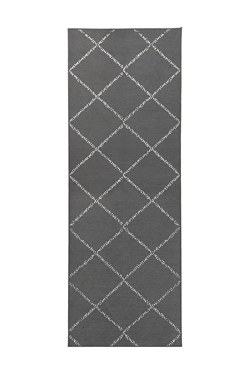 Medina Moroccan Diamond Grey Washable Rug