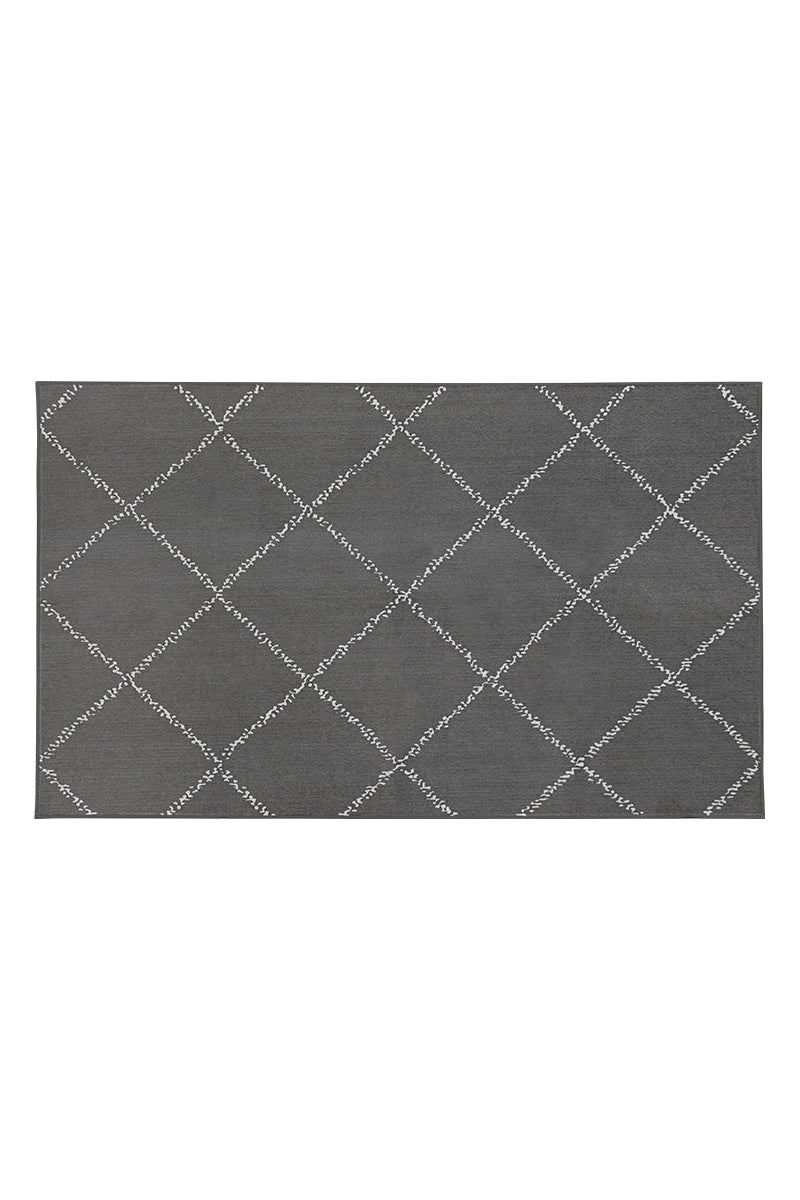 Medina Moroccan Diamond Grey Washable Rug