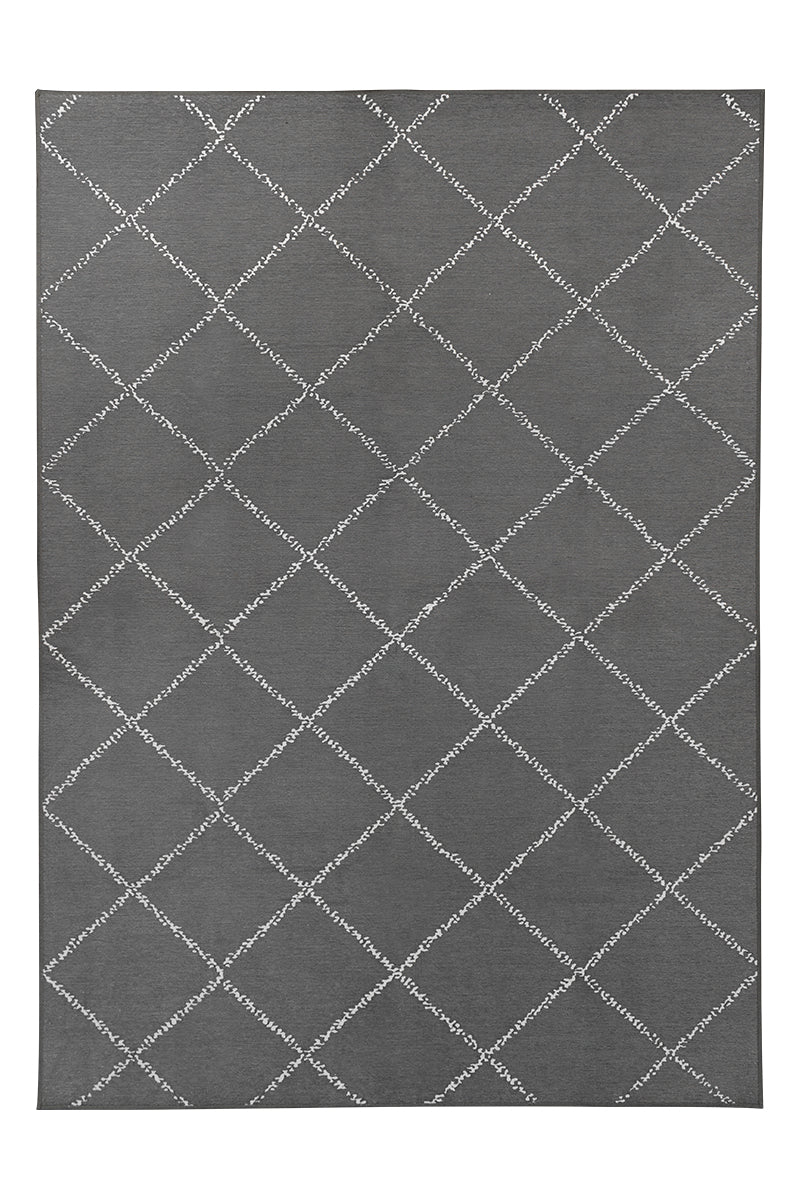 Medina Moroccan Diamond Grey Washable Rug