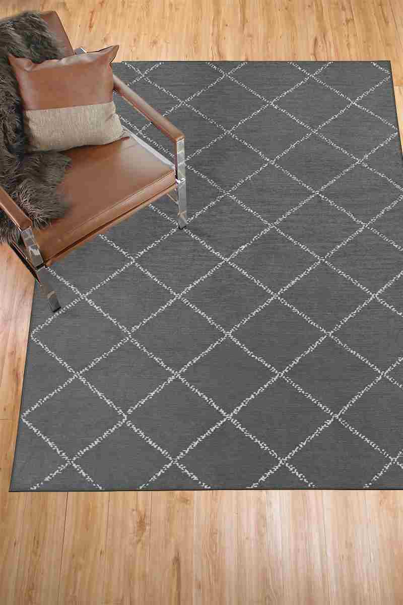 Medina Moroccan Diamond Grey Washable Rug