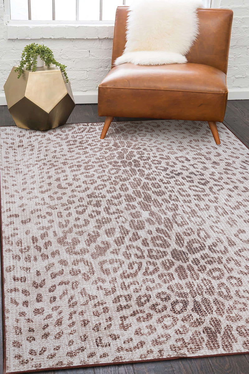 Miya Leopard Brown Washable Rug