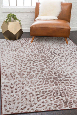 Miya Leopard Brown Washable Rug