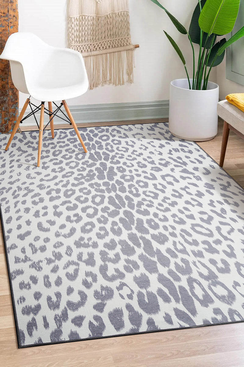 Miya Leopard Grey Washable Rug