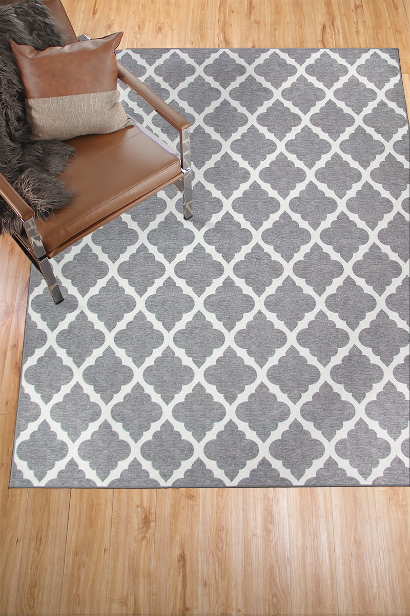 Moroccan Trellis Grey Washable Rug