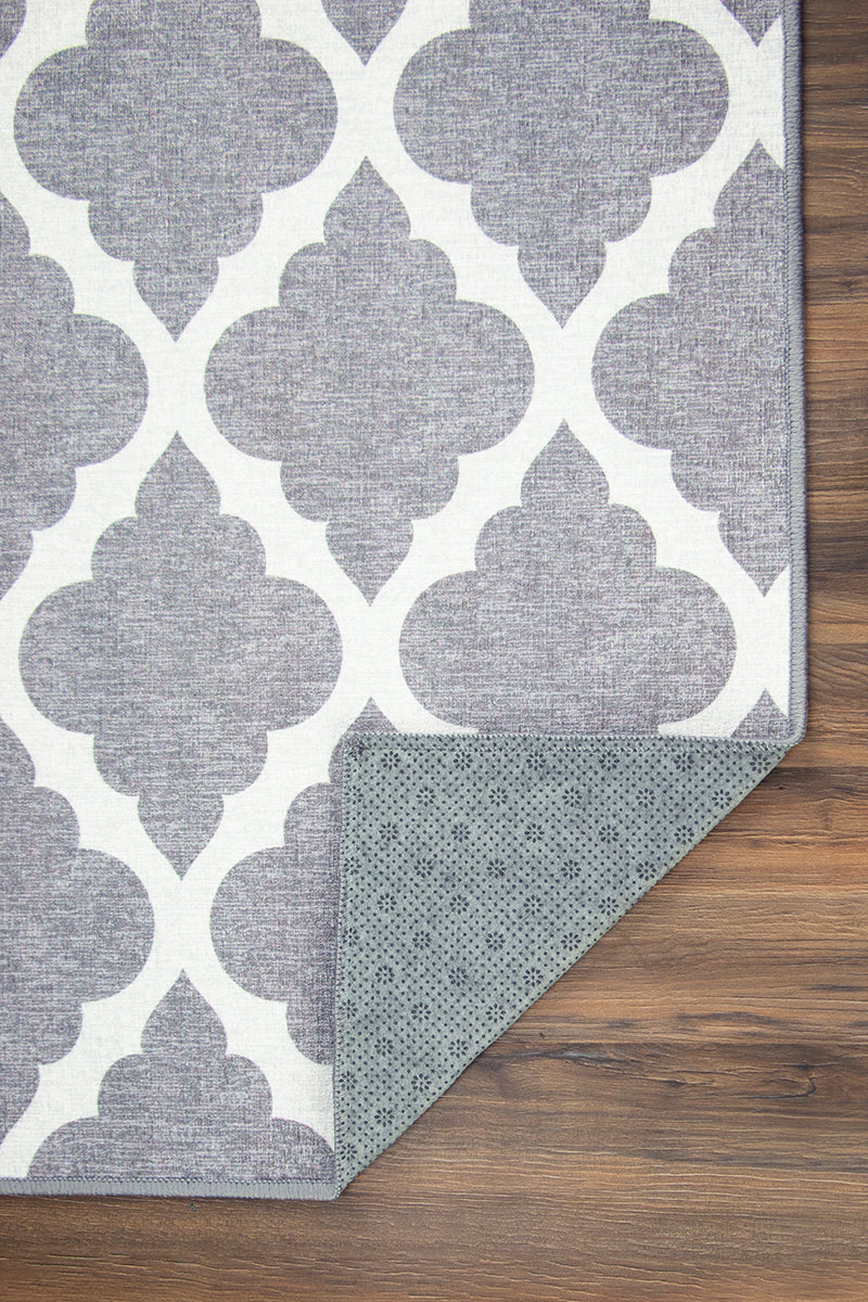 Moroccan Trellis Grey Washable Rug