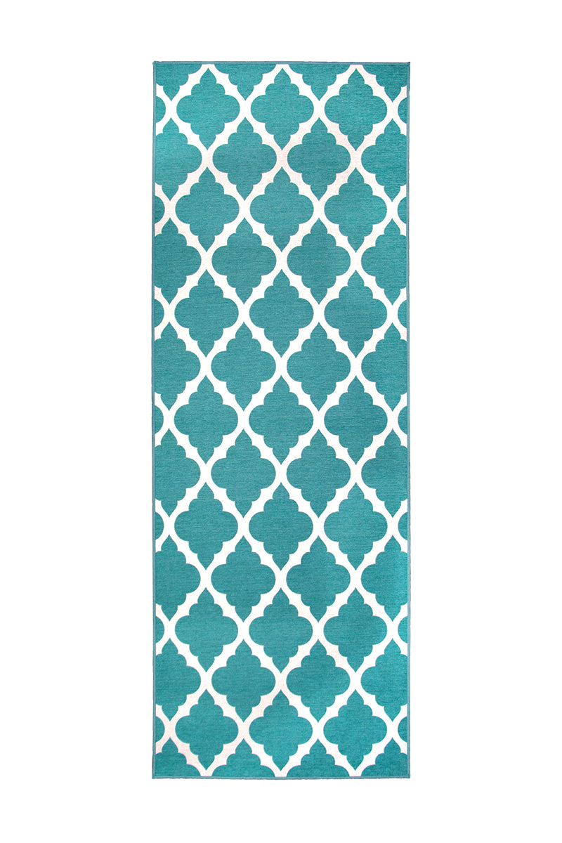 Moroccan Trellis Teal Washable Rug