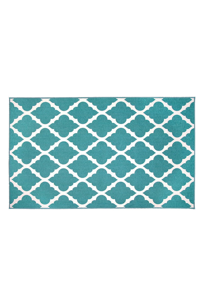 Moroccan Trellis Teal Washable Rug