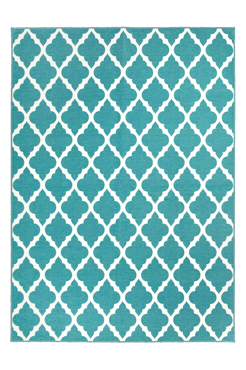 Moroccan Trellis Teal Washable Rug