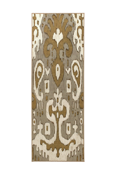 Ochre Ikat Grey Gold Washable Rug