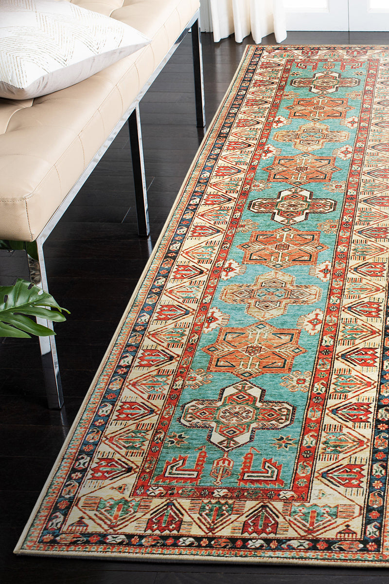 Ottoman Turquoise Washable Rug