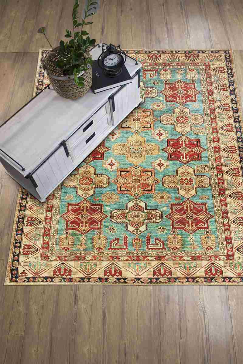 Ottoman Turquoise Washable Rug