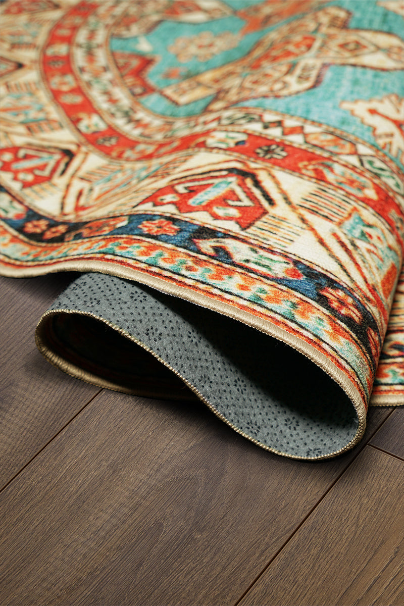 Ottoman Turquoise Washable Rug