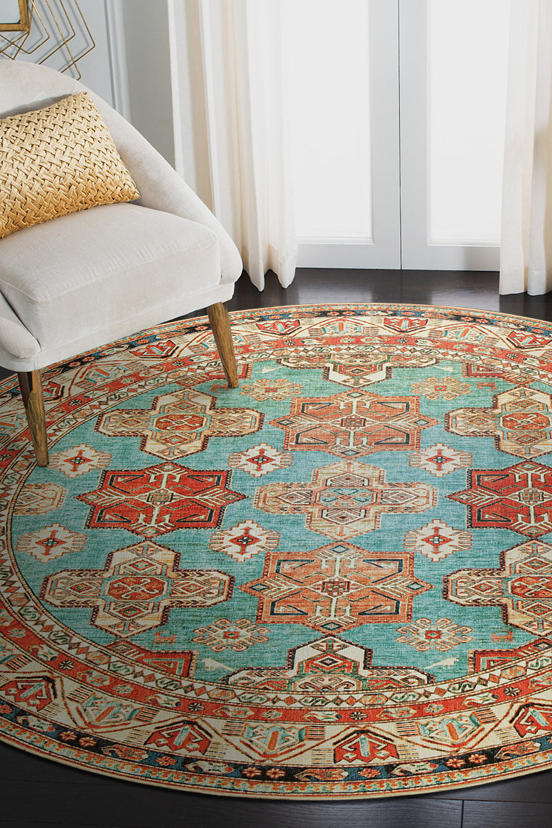 Ottoman Turquoise Washable Rug