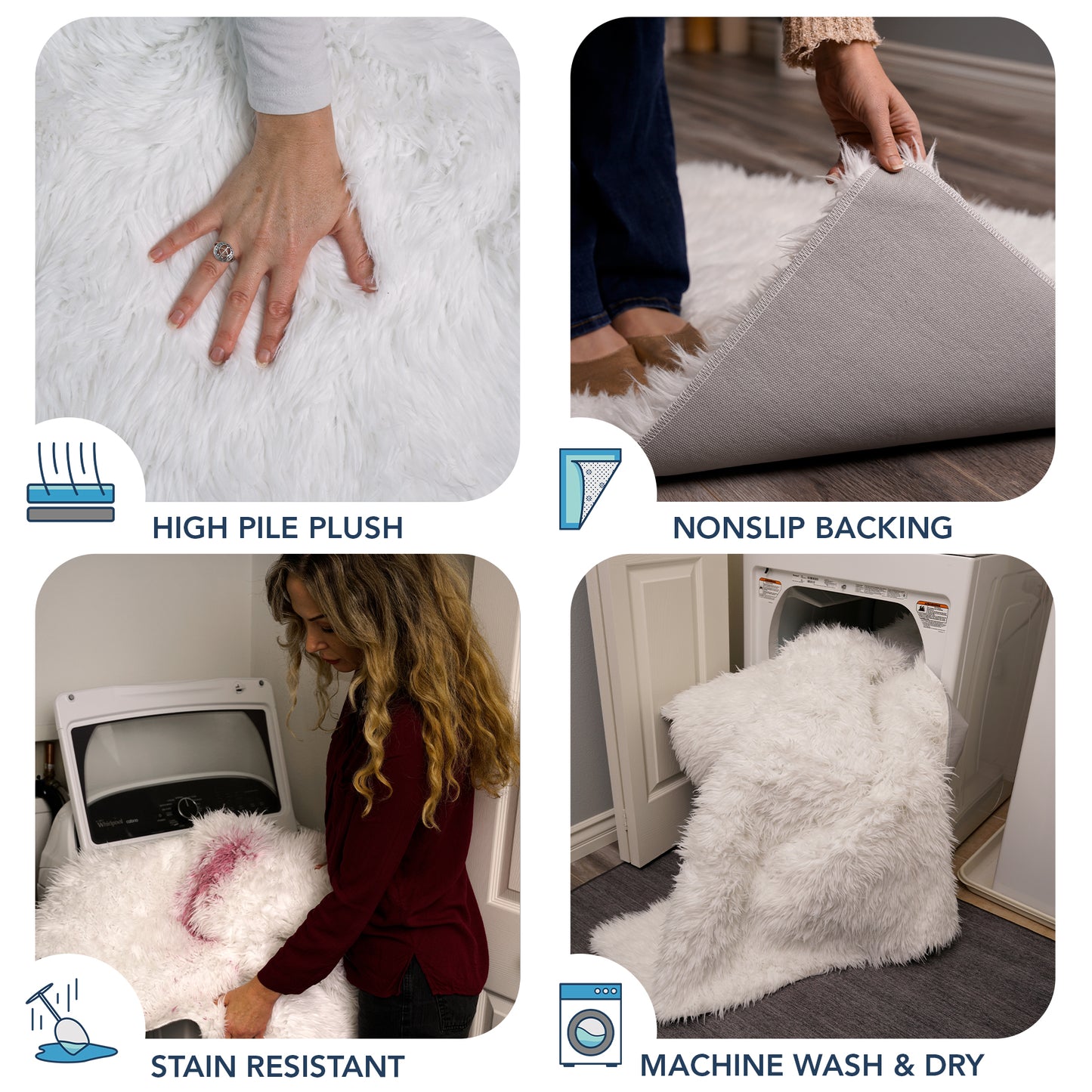 White Washable Shag Rug