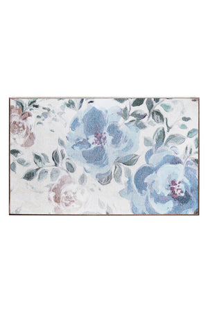 Sasha Floral Cream Blue Washable Rug