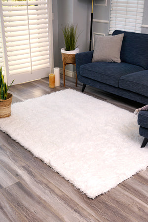 White Washable Shag Rug