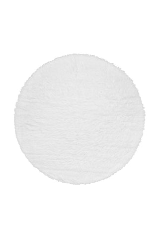 Round White Washable Shag Rug