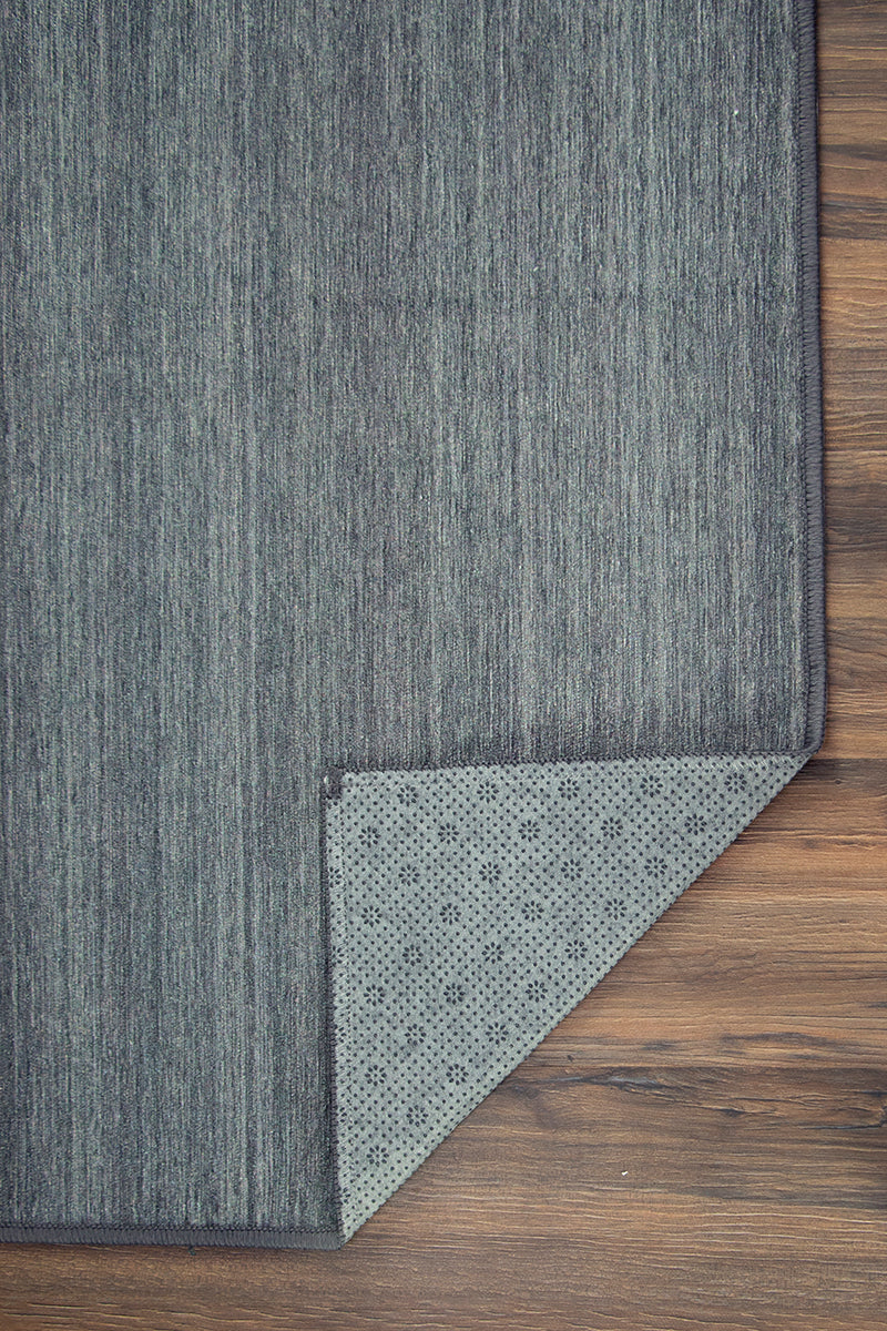 Solid Grey Washable Rug