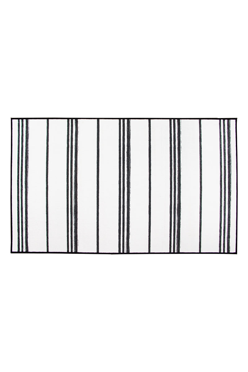 Stripe Black and White Washable Rug