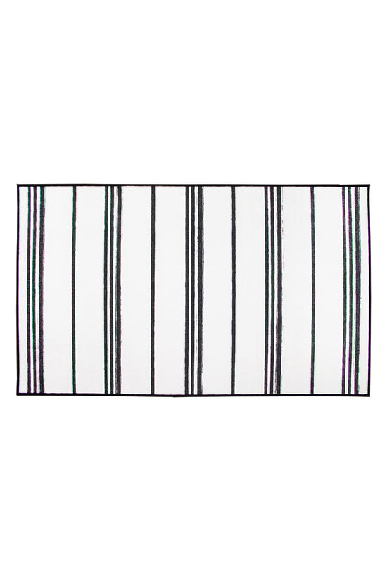 Stripe Black and White Washable Rug