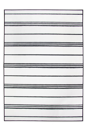 Stripe Black and White Washable Rug