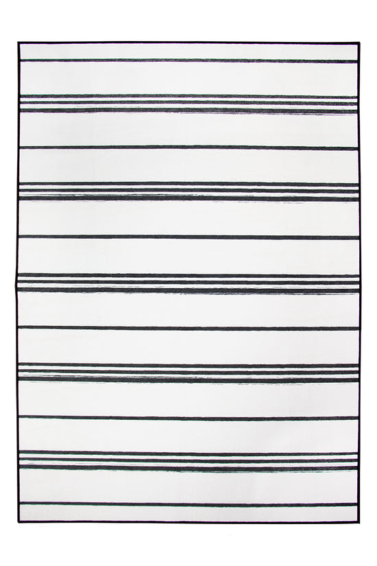Stripe Black and White Washable Rug