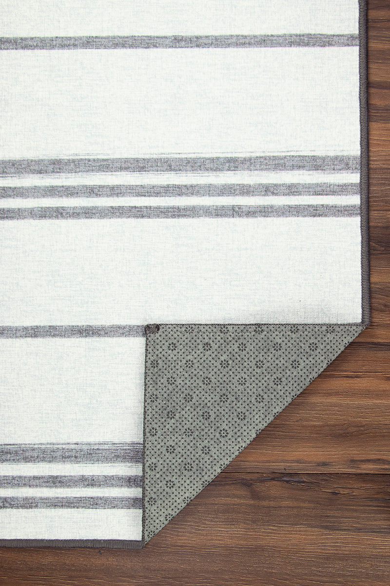 Stripe Grey Washable Rug