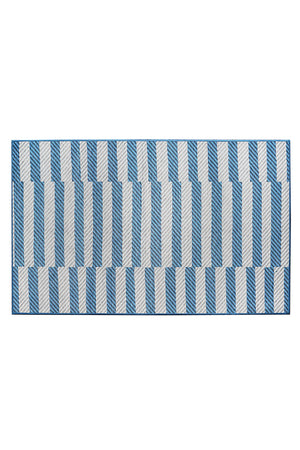 Tratti Offset Stripe Blue Washable Rug