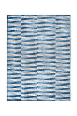 Tratti Offset Stripe Blue Washable Rug