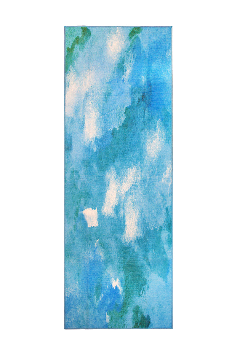 Watercolor Aqua Washable Rug