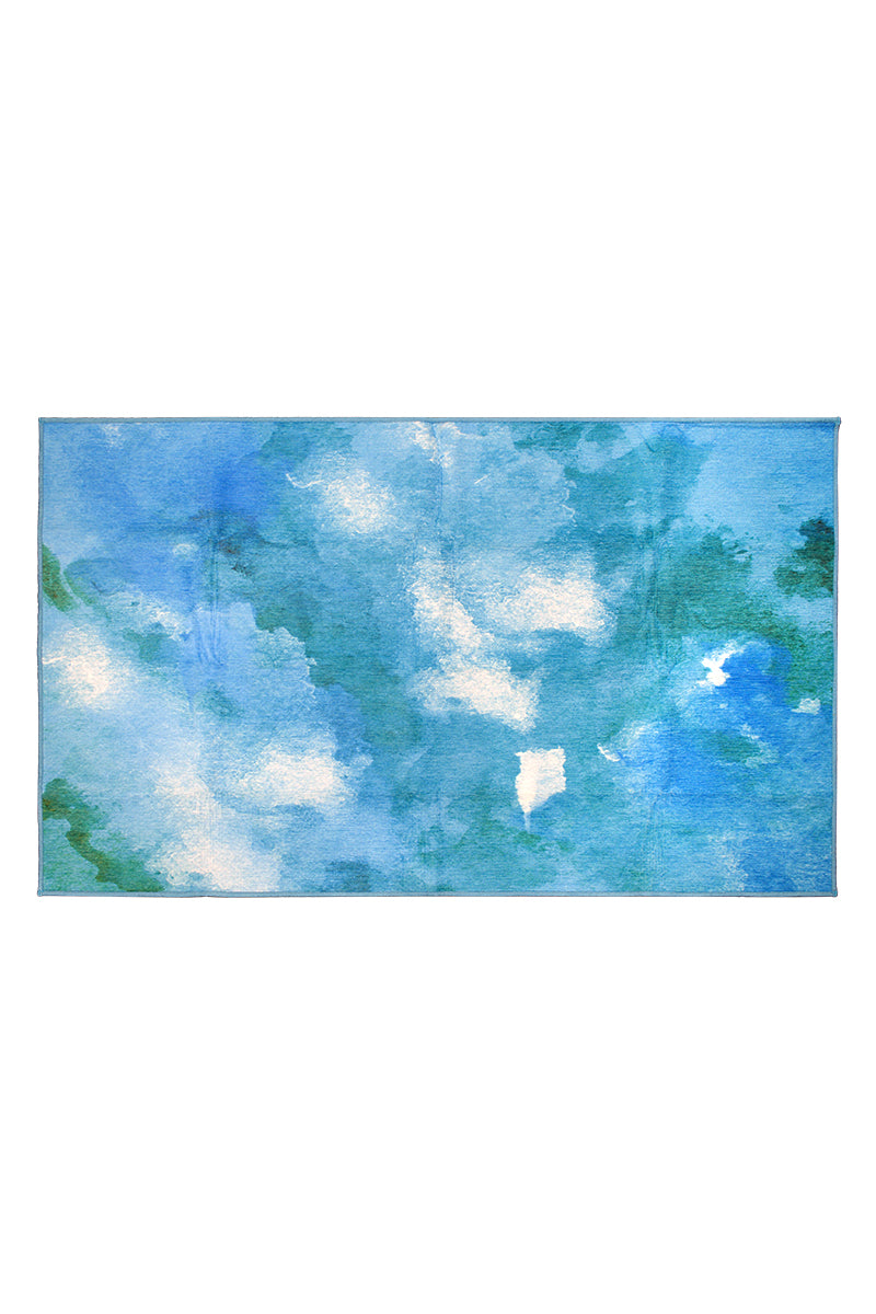 Watercolor Aqua Washable Rug