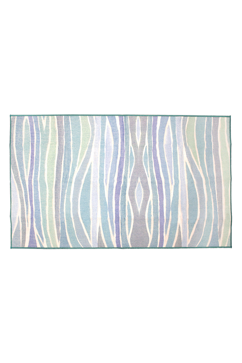 Waves Ocean Blue Washable Rug