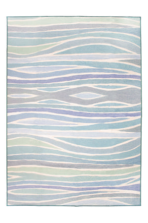 Waves Ocean Blue Washable Rug