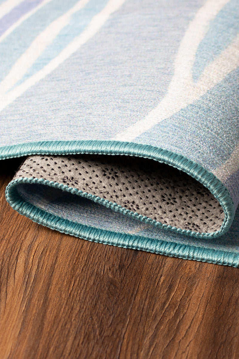 Waves Ocean Blue Washable Rug